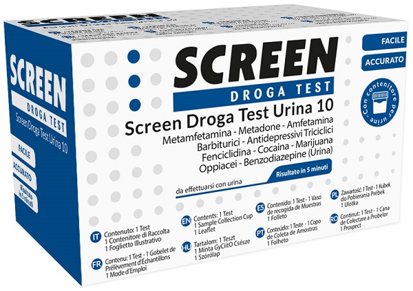 DROGA TEST CHE RILEVA 10 DROGHE TRAMITE URINA RISULTATO PER OGNI DROGA ANALIZZATA SCREEN DROGA TEST URINA 10 - Antica Farmacia Ferrari