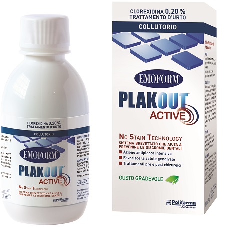 EMOFORM PLAK OUT ACTIVE CLOREXIDINA 0,20% COLLUTORIO 200 ML - Antica Farmacia Ferrari