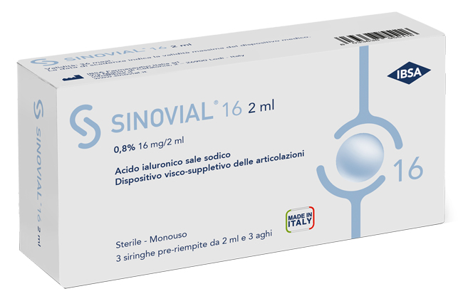 SIRINGA INTRA-ARTICOLARE SINOVIAL 16 ACIDO IALURONICO 0,8% 2 ML 3 PEZZI - Antica Farmacia Ferrari