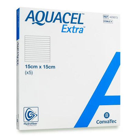 MEDICAZIONE IN HYDROFIBER STERILE COSTITUITA FIBRE IDROCOLLOIDI DI CARBOSSIMETILCELLULOSA SODICA PURA AQUACEL EXTRA 15X15 5 PEZZI - Antica Farmacia Ferrari
