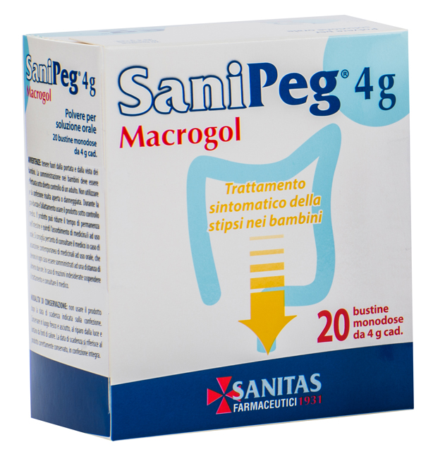 SANIPEG MACROGOL POLVERE PER SOLUZIONE ORALE 20 BUSTINE 4 G - Antica Farmacia Ferrari