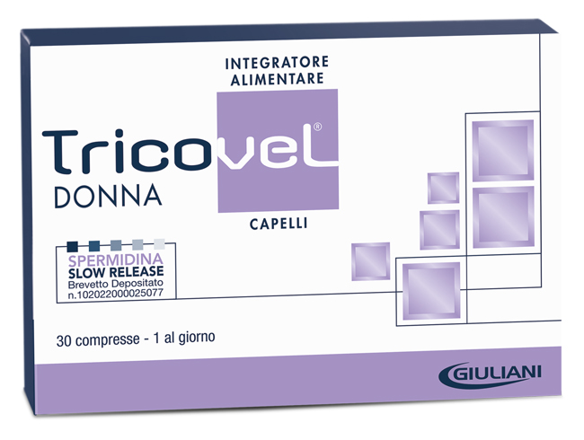 TRICOVEL DONNA INTEGRATORE ALIMENTARE CON NUTRIENTI SPECIFICI PER CAPELLI 30 COMPRESSE - Antica Farmacia Ferrari