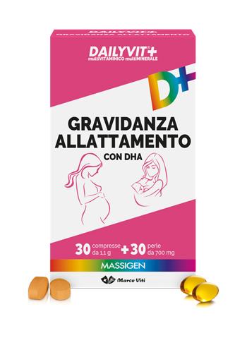 DAILYVIT+ GRAVIDANZA ALLATTAMENTO CON DHA MULTIVITAMINICO E MULTIMINERALE 30 COMPRESSE + 30 PERLE - Antica Farmacia Ferrari