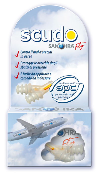 FILTRO AURICOLARE EARPLUG SCUDO FLY ADULTI SANOHRA 2 PEZZI - Antica Farmacia Ferrari