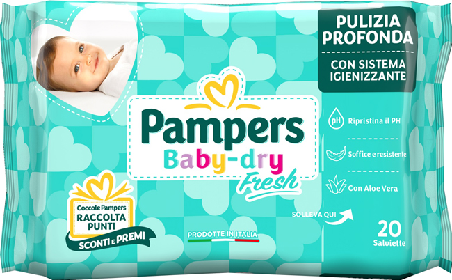 SALVIETTINE UMIDIFICATE PAMPERS BABY FRESH 30% + CONSISTENTE 20 PEZZI - Antica Farmacia Ferrari