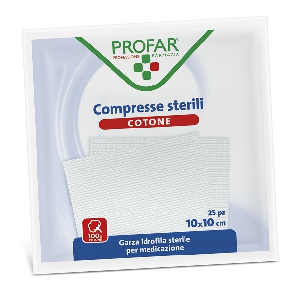 GARZA IDROFILA PROFAR COMPRESSA STERILE 10X10 CM 25 PEZZI - Oltrefarma