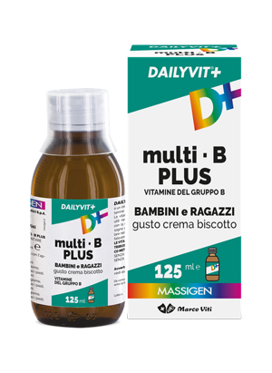 DAILYVIT+ MULTI B PLUS VITAMINE DEL GRUPPO B PER BAMBINI E RAGAZZI GUSTO CREMA BISCOTTO 125 ML - Antica Farmacia Ferrari