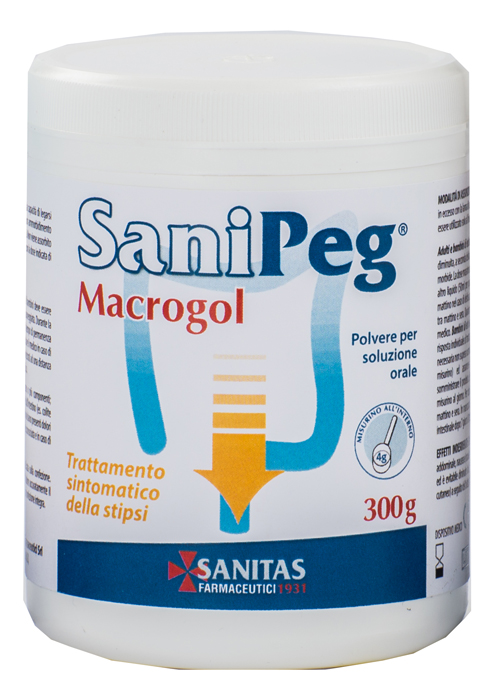 SANIPEG MACROGOL POLVERE PER SOLUZIONE ORALE BARATTOLO 300 G - Antica Farmacia Ferrari