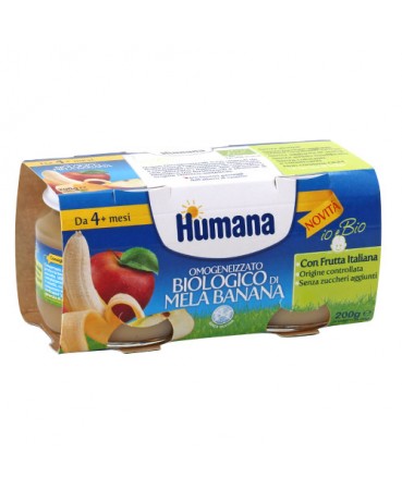HUMANA OMOGENEIZZATO MELA/BANANA BIO 2 VASETTI 100 G - Antica Farmacia Ferrari