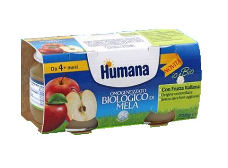HUMANA OMOGENEIZZATO MELA BIO 2 VASETTI 100G - Antica Farmacia Ferrari