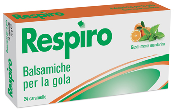 CARAMELLE BALSAMICHE PER LA GOLA RESPIRO GUSTO MENTA MANDARINO 24 PEZZI - Antica Farmacia Ferrari