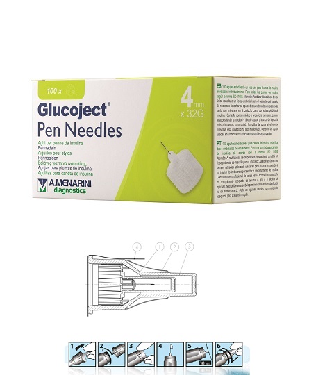 AGO PER PENNA DA INSULINA GLUCOJECT LUNGHEZZA 4 MM GAUGE 32 100 PEZZI - Antica Farmacia Ferrari