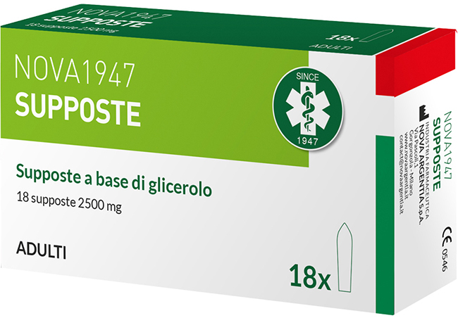 NOVA1947 GLICEROLO 2500MG SUPPOSTE ADULTI 18 PEZZI - Antica Farmacia Ferrari