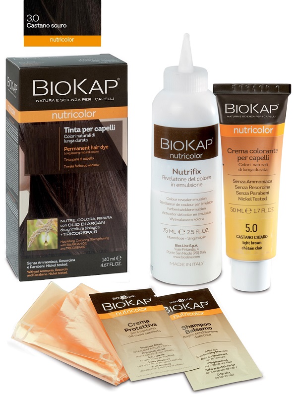 BIOKAP NUTRICOLOR 3,0 NEW CASTANO SCURO TINTA TUBO + FLACONE - Antica Farmacia Ferrari