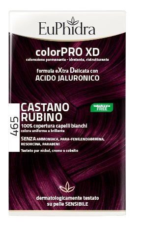 EUPHIDRA COLORPRO XD 465 CAST RUBINO GEL COLORANTE CAPELLI IN FLACONE + ATTIVANTE + BALSAMO + GUANTI - Antica Farmacia Ferrari
