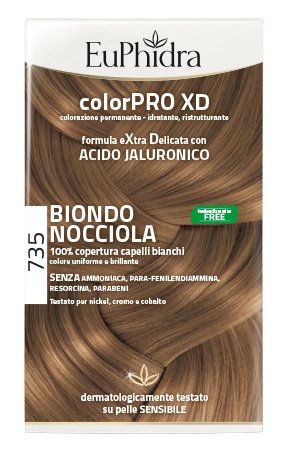 EUPHIDRA COLORPRO XD 735 BIONDO NOCCIOLA GEL COLORANTE CAPELLI IN FLACONE + ATTIVANTE + BALSAMO + GUANTI - Antica Farmacia Ferrari