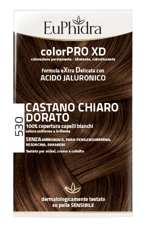 EUPHIDRA COLORPRO XD 530 CASTANO CHIARO DORATO GEL COLORANTE CAPELLI IN FLACONE + ATTIVANTE + BALSAMO + GUANTI - Antica Farmacia Ferrari