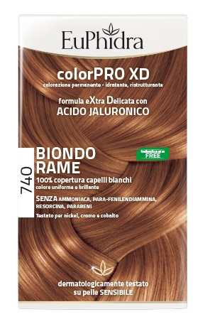 EUPHIDRA COLORPRO XD 740 BIONDO RAME GEL COLORANTE CAPELLI IN FLACONE + ATTIVANTE + BALSAMO + GUANTI - Antica Farmacia Ferrari