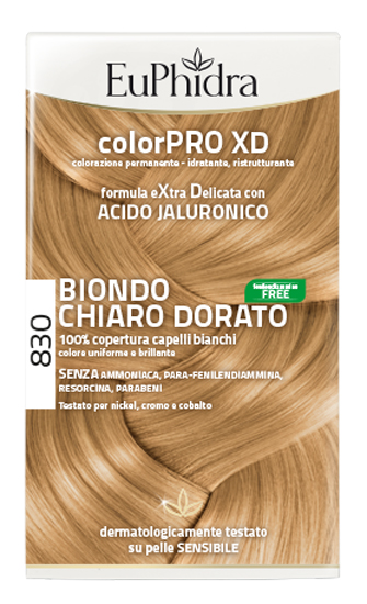 EUPHIDRA COLORPRO XD 830 BIONDO CHIARO DORATO GEL COLORANTE CAPELLI IN FLACONE + ATTIVANTE + BALSAMO + GUANTI - Antica Farmacia Ferrari