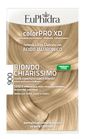 EUPHIDRA COLORPRO XD 900 BIONDO CHIARISSIMO GEL COLORANTE CAPELLI IN FLACONE + ATTIVANTE + BALSAMO + GUANTI - Antica Farmacia Ferrari