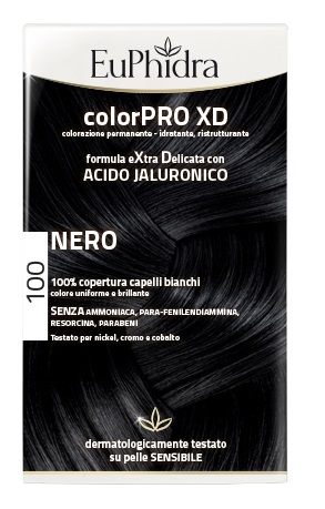 EUPHIDRA COLORPRO XD 100 NERO GEL COLORANTE CAPELLI IN FLACONE + ATTIVANTE + BALSAMO + GUANTI - Antica Farmacia Ferrari