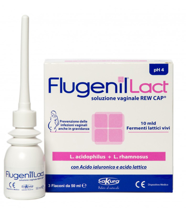 FLUGENIL LACT SOLUZIONE VAGINALE INTERNA A BASE DI FERMENTI LATTICI 3 FLACONI DA 50 ML + 3 APPLICATORI MONOUSO - Antica Farmacia Ferrari