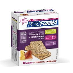 PESOFORMA SANDWICH PROSCIUTTO/FORMAGGIO 4 PASTI 8 PEZZI X 25 G - Antica Farmacia Ferrari