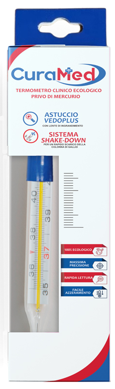 TERMOMETRO CLINICO OVALE AL GALLIO CON AGITATORE CURAMETER G - Antica Farmacia Ferrari