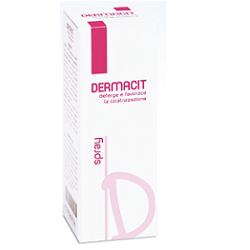 DERMACIT SPRAY FLACONE CILINDRICO IN PE BIANCO CON TASTO EROGATORE SPRAY IN PP BIANCO E CAPPUCCIO SALVATASTO TRASPARENTE,DISPOSITIVO MEDICO 1 PZ - Antica Farmacia Ferrari