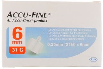 AGO PER PENNA DA INSULINA ACCU-FINE PEN NEEDLE ACCU-CHEK GAUGE 31 X 6MM 100 PEZZI - Antica Farmacia Ferrari