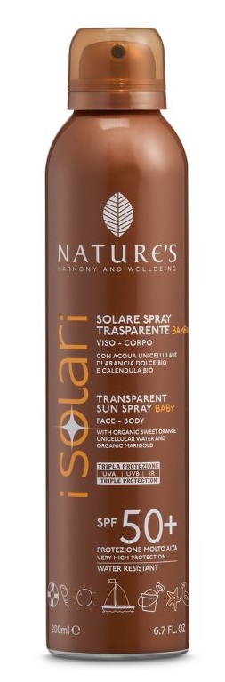 NATURES I SOLARI SPRAY TRASPARENTE BAMBINI SPF50+ 200 ML - Antica Farmacia Ferrari