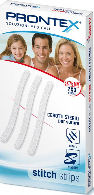 PRONTEX STITCH STRIPS 6X75 10 PEZZI - Antica Farmacia Ferrari