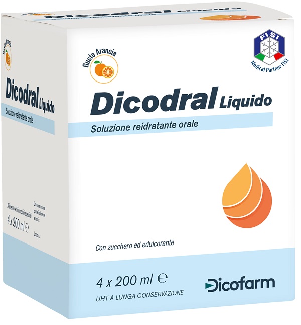 DICODRAL LIQUIDO SOLUZIONE REIDRATANTE ORALE 4 X 200 ML - Antica Farmacia Ferrari