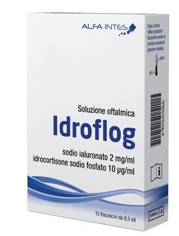 SOLUZIONE OFTALMICA IDROFLOG A BASE DI IALURONATO DI SODIO E IDROCORTISONE SODIO FOSFATO 15 FLACONCINI DA 0,5 ML - Antica Farmacia Ferrari