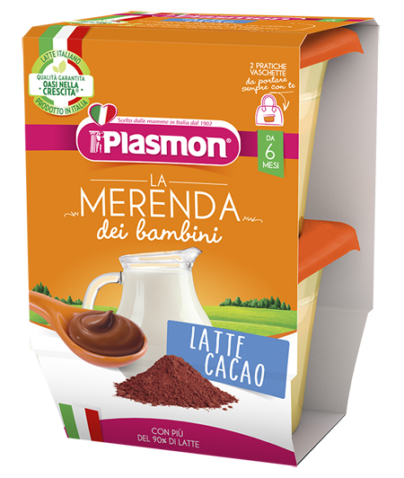 PLASMON LA MERENDA DEI BAMBINI MERENDE LATTE CACAO ASETTICO 2 X 120 G - Antica Farmacia Ferrari