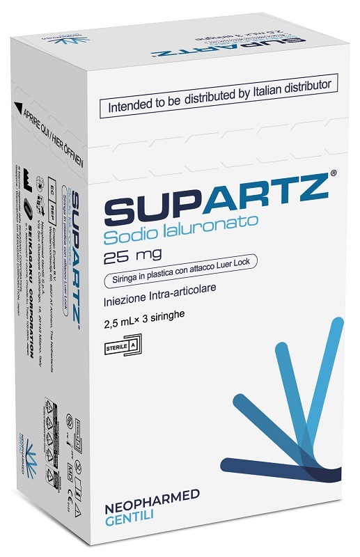 SIRINGA PRERIEMPITA INTRA-ARTICOLARE SUPARTZ ACIDO IALURONICO 25 MG 2,5 ML 3 PEZZI - Antica Farmacia Ferrari