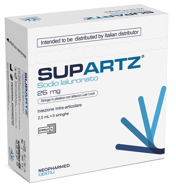 SIRINGA PRERIEMPITA INTRA-ARTICOLARE SUPARTZ ACIDO IALURONICO 25 MG 2,5 ML 5 PEZZI - Antica Farmacia Ferrari