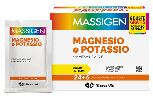 MASSIGEN MAGNESIO POTASSIO 24 BUSTINE + 6 BUSTINE - Oltrefarma