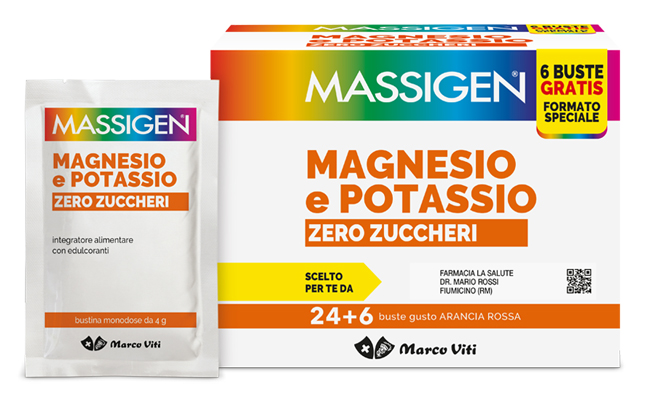 MASSIGEN MAGNESIO POTASSIO ZERO ZUCCHERO 24 BUSTINE + 6 BUSTINE - Oltrefarma