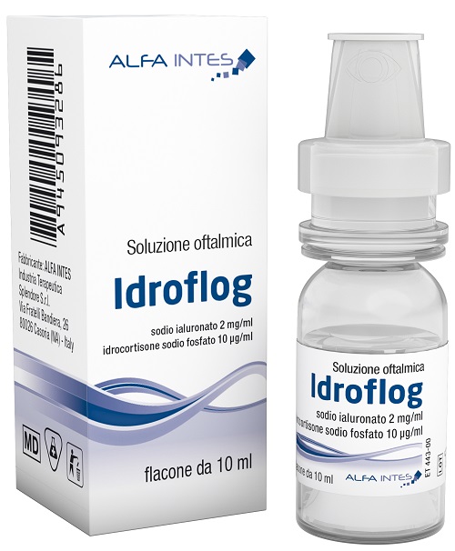 SOLUZIONE OFTALMICA IDROFLOG ACIDO IALURONATO 2 MG/ML E IDROCORTISONE SODIO FOSFATO 10 MCG/ML 10 ML - Oltrefarma
