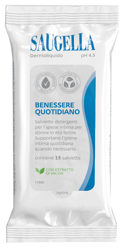 SAUGELLA DERMOLIQUIDO SALVIETTINE 15 PEZZI - Oltrefarma