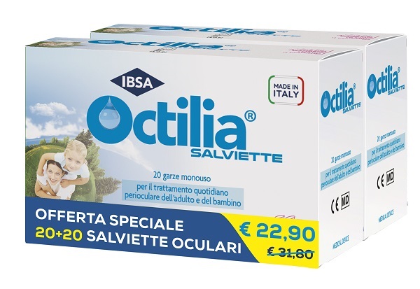 SALVIETTE PERIOCULARI OCTILIA BIPACK 20+20 GARZE MONOUSO - Oltrefarma