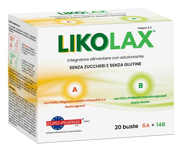 LIKOLAX 6 BUSTINE A 5 G GUSTO AGRUMI + 14 BUSTINE B 3 G GUSTO NEUTRO SENZA GLUTINE - Oltrefarma