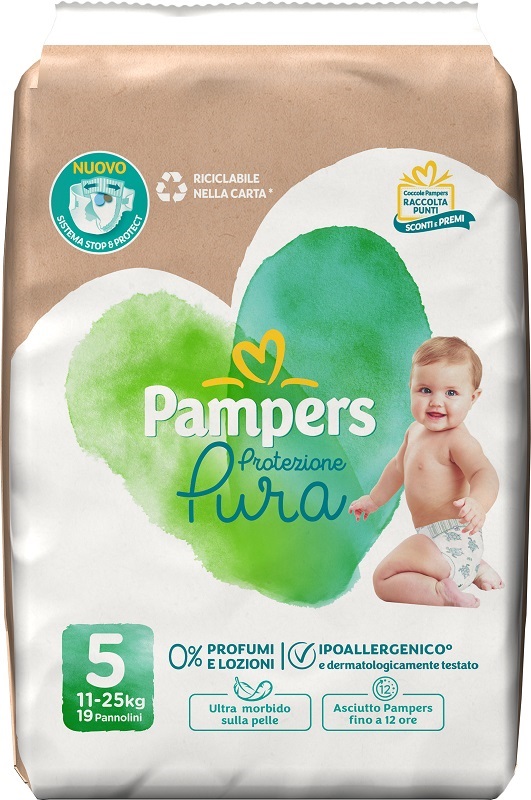 PAMPERS PROTEZIONE PURA JUNIOR PANNOLINI 19 PEZZI - Oltrefarma