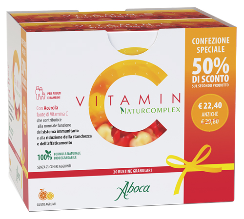 VITAMIN C NATURCOMPLEX 20 BUSTINE GRANULARI CONFEZIONE SPECIALE 1+1 - Oltrefarma