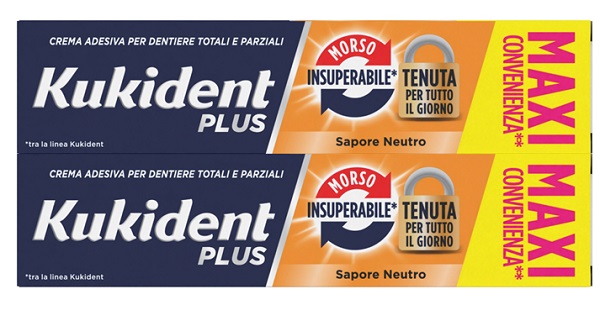 KUKIDENT BIPACCO MORSO INSUPERABILE CREMA ADESIVA DENTIERE 57 G X 2 - Antica Farmacia Ferrari