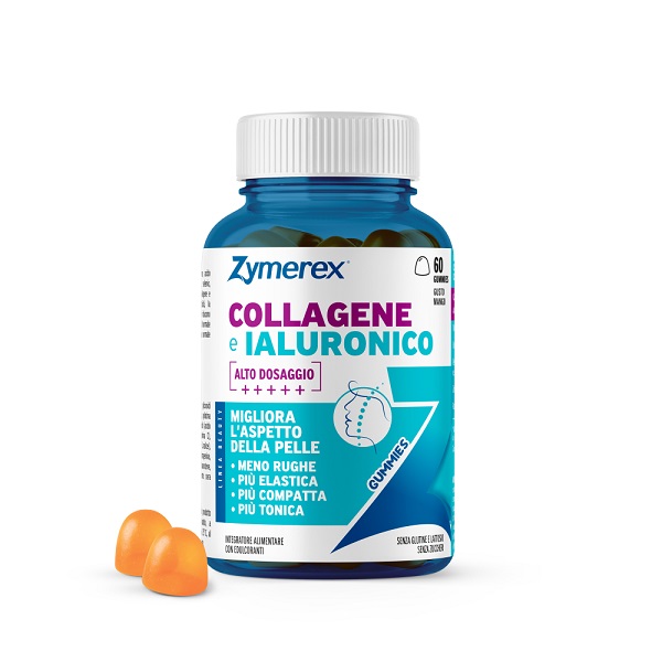 ZYMEREX COLLAGENE IALURONICO 60 GUMMIES GUSTO MANGO CON EDULCORANTI SENZA ZUCCHERI SENZA GLUTINE SENZA LATTOSIO - Oltrefarma