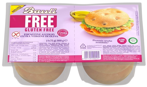 BAULI FREE FOCACCINE OLIO EXTRA VERGINE OLIVA 4 PEZZI DA 75 G - Antica Farmacia Ferrari