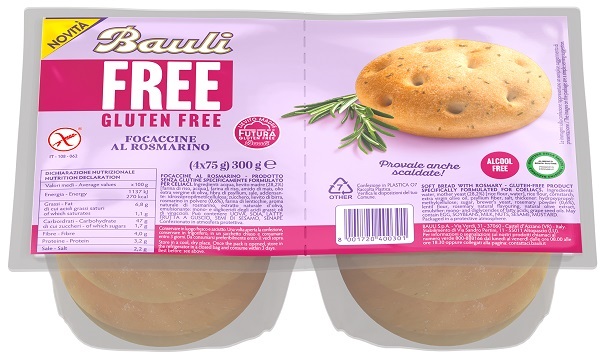 BAULI FREE FOCACCINE ROSMARINO 4 PEZZI DA 75 G - Oltrefarma