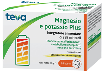 MAGNESIO POTASSIO PLUS TEVA 24 BUSTINE SENZA ZUCCHERI AROMA AGRUMI - Antica Farmacia Ferrari